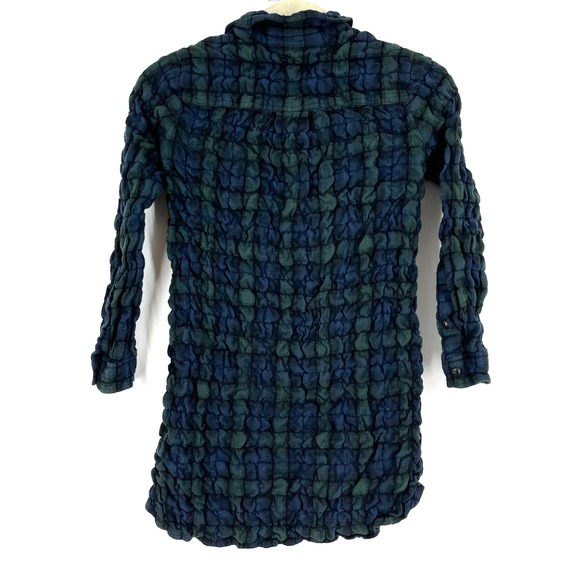 Madewell Popcorn Plaid Flannel Shirt Women's XS Blue Green 3/4 Sleeve - Picture 2 of 9